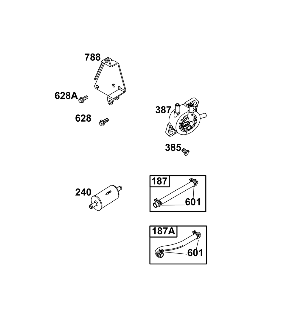 Fuel Supply Group Diagram and Parts List for 385777-2314-G1 200000 - 399999 Briggs and Stratton Engine